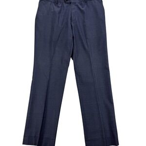 Spier & Mackay Dress Pants Mens 38x32 Blue Check Wool Flat Front Office Classic